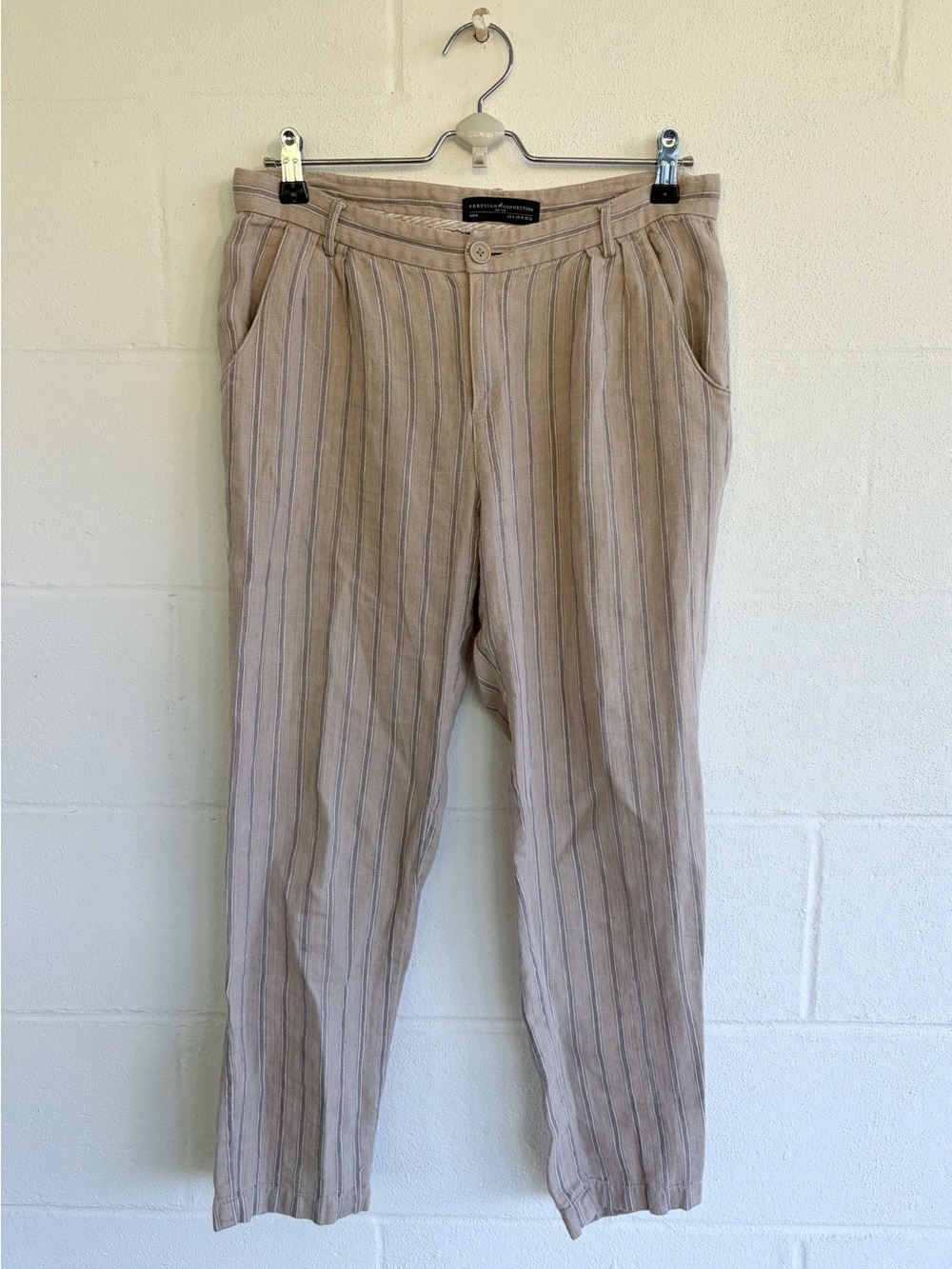 Peruvian Connection Beige Striped Trousers